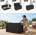 YITAHOME 60 Gallon Outdoor Storage Box, Large Water Resistant Resin Deck Box, Indoor Outdoor Lockable Rattan Storage Container for Patio, Garden, Cushions, Tools, Equipment (Black)