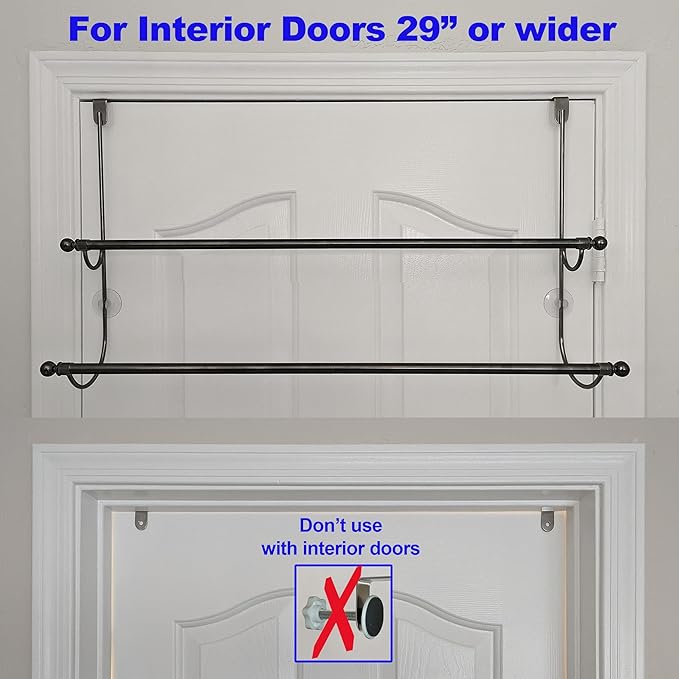 Insieme (29 x16x4.7 Inch) Towel Rack for Over Glass Shower Wall or Glass Shower Enclosure (Frameless or Frames up to 1.6" Thick). 2 Tier - Black- No Rust