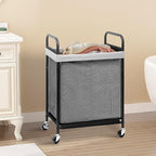 STORAGE MANIAC Rolling Laundry Hamper with Wheels 1-Section Laundry Sorter Rolling Laundrys Basket on Wheels with Removable Bag Clothes Hamper Laundrys Organizer Cart Bathroom Bedroom 90L Grey