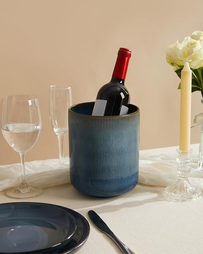 Utensil Holder, 7.3"+5.3" Ceramic Large Kitchen Utensil Holder for Countertop, Modern Spatula Holder for Counter, Kitchen Utensils Holder Utensil Crocks, Reactive Glaze Blue