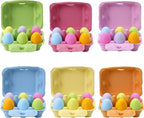 48 Pcs Egg Cartons Half Dozen, Colorful Paper Pulp Cute Egg Basket Storage Container Holder, Easter Valentine Lover Gift Chicken Eggs Crate with Labels, Hold Up to 6 Huevos