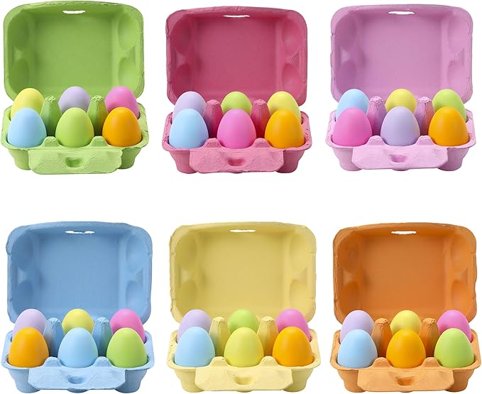 Half Dozen Egg Cartons 36 Pack, Colorful Blank Natural Pulp Egg Holder 6 Count for Chicken Eggs Reusable, Easter Color Storage Box for Holds Up to Six Container Basket Cardboard Paper, 36 Labels