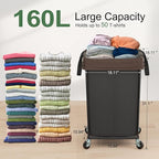 2PK Laundry Hamper with Wheels, Rolling Laundry Basket with Wheels Laundry Sorter Cart, Narrow Slim Clothes Hamper Organizer with Sturdy Metal Frame