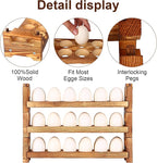CVHOMEDECO. Wooden Egg Holder Fresh Egg Holders Countertop Firewood Egg Collecting Rack for Gathering Fresh eggs, Stackable with 36 eggs, Home Kitchen Organizer, Set of 3 PCS
