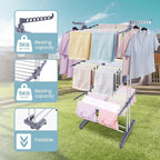Clothes Drying Rack Foldable Drying Rack Clothing,Oversize 4 Tier(70" High) Clothes Horses Stainless Steel Laundry Drying Rack with Collapse Base& 24 Poles for Clothing&Bed Linen,Gray