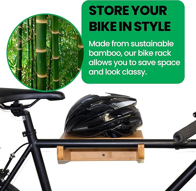Bike Wall Mount - COR Indoor Bicycle Rack | Bamboo Bike Rack Storage with Removeable Shelf
