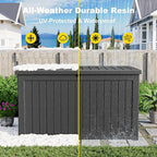 280 Gallon Deck Box Large Outdoor Storage Box Waterproof for Patio Furniture,Outdoor Cushions,Garden Tools and Pool Supplies,Weatherproof(Black,280Gallon)