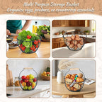 2 Pcs Egg Basket With Handle,Wire Egg Basket for Gathering Fresh Eggs, Round Egg Collecting Basket for Farm,Vintage Style Chicken and Duck Eggs Basket Egg Countertop Storage Container Holder ﻿