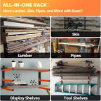 Wefaith Wood Organizer Lumber Storage Rack Wall Mount - Heavy Duty Metal Cantilever Shelves with 3-Level Holds Up 600 Lbs,Indoor & Outdoor Wood Storage Racks for Garage Woodshops Workshops -2 Pack