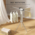 Tripod Clothes Drying Rack, Garment Rack Portable and Foldable Space Saving Laundry Drying Rack - Dryer Rack Clothing Floor Folding Balcony Bedroom Household (Silver(Aluminum), 12 rods)