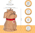 SPOTTED DOG GIFT COMPANY Ceramic Cookie Jar with Lid, Large Dog Treat Jar for Cookies & Biscuits, Cute Novelty Storage Container for Kitchen Counter, Gifts for Dog Lovers - 49oz Brown