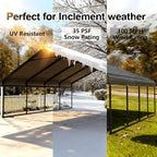 Heavy Duty Metal Carport Galvanized Steel All Weather Carport Canopy with Anchor Kit for RV Boat Truck Tractor Garage Shelter in 10x20 12x20 20x20 20x30 20x40 FT Easy Assembly Carports Kit (20x20 FT)