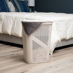 Mind Reader Slim Laundry Hamper with Lid, 60L Clothes Basket, Ventilated Plastic, Ivory