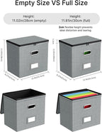 Oterri 1 Pack File Organizer Boxes with Lids, File Box with Mesh Pockets, Document Organizer Box for File Folders Letter Size, Zippers Filing Box for Home, Office, School (Grey, Without Folders)
