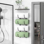 Rolled Towel Rack for Bathroom– 4-Tier Rolled Towel Storage Holder,Metal Organizer for Towels & Large Bath Sheets, Space Saving Rack for Small Bathroom, RV, Camper, Closet, Black Metal