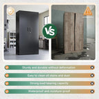 Letaya Metal Garage Storage Cabinets with Lock-72 Tall Tool Organizer Steel Lockers, 5 Adjustable Layers Shelves for Home,Office,Warehouse,Garage,(Black-72“) | with Lock, 72 Tall, Tool Organizer