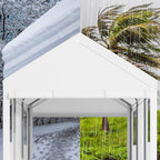 Nuturelly 12x20 FT Carport, Heavy Duty Carport Canopy with Roll-up Windows, Portable Garage with Removable Sidewalls & Doors, Car Canopy with All-Season PE Tarp for Car, Truck, Boat(White)