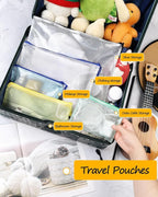 SUNEE Plastic Mesh Zipper Pouch 6.8x9.2 in (8 Colors, 24 Packs), Small Water-Resistant Zip Bag for School Office Supplies, Pencil Organizing Storage
