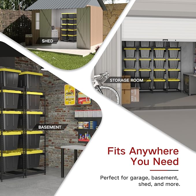 27 Gallon Tote Storage Rack, Heavy-Duty Storage Bin Rack Organizer, 5-Tier Standing Storage Bin Shelves, 250 lb Capacity, Maximize Space for Garage, Warehouse, Utility, 1-Pack (Totes Not Included)