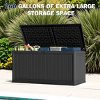 Greesum 260 Gallon HDPE Outdoor Storage Box - Waterproof, Large Capacity Deck Box with Removable Dividers for Patio, Yard, Garden Tools, Black