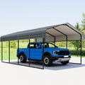 12x20FT Metal Carport,Heavy Duty Carport with Reinforced Frame and Galvanized Steel Roof, Large Outdoor Garage Shelter Shade Car Port for Pickup Trucks, Boats, Cars & Tractors, Farm Tools, Party,Gray