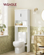 VASAGLE MAXE Collection - Over The Toilet Storage Cabinet, 23.6-Inch Wide Mid Century Modern Bathroom Organizer with Fluted Doors, Adjustable Shelf, Space-Saving, Cloud White UBTS028WB01S