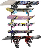 Skateboard Rack Wall Mount – Skateboard Wall Hanger, Snowboard Display Wall Mount, Ski Holder | 6-Floor Skateboard & Ski & Snowboard Storage Rack | Snowboard & Ski Lover Gifts