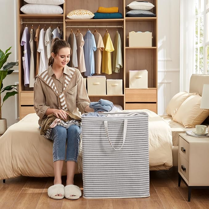 Lifewit 1 Pack Laundry Basket 125L Each, Collapsible Clothes Hamper with Reinforced Handles, Freestanding Waterproof Design for Bedroom and Laundry Room, Grey 125L Total