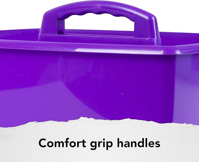 Storex 2-Compartment Large Caddy – Multipurpose Classroom Organizer with Handle, Purple, 6-Pack (00955U06C)