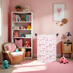Baby Laundry Basket Kids Hamper Toy Storage Bin for Boys Room Decor Baby Nursery Hamper Gift Baskets for Bedroom Bathroom(Pink Bowknot)