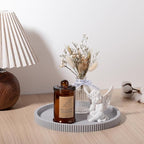 Silicone Bathroom Tray Round Kitchen Counter Organizer Decorative Vanity Accessories Coffee Table Decor for Perfume, Candle, Soap Dish, 9 Inch, Light Grey