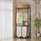 Over Washer and Dryer Shelves,2 Tier Adjustable Height Wire Shelving Laundry Room Storage Organization Clothes Drying Rack with Hanger Rod&Hooks,Space Saving Organizers Shelf,Black