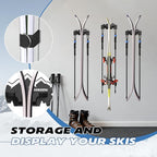 Hikeen Ski Wall Rack for Garage-Ski Wall Mount Storage Rack Fits Any Ski,Garage Organization & Space-Saving Winter Gear - Durable Ski Rack for Wall Display 4Pack