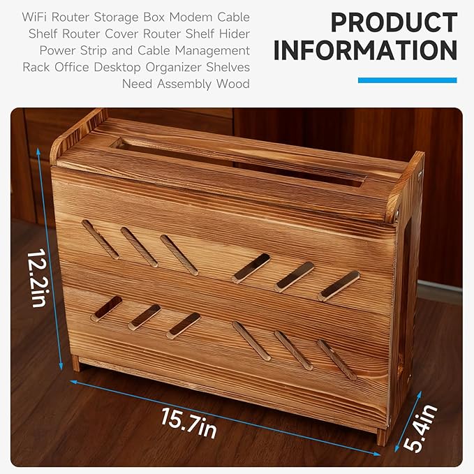 Adjustable Projector Shelf & Router Shelf -Router Box Hider, Modem Cable Router Cover Organized Power Strip Cable Management Hider, Storage Solutions Suitable for Homes or Offices