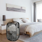2 Pack Laundry Basket,Foldable Mesh Pop-up Laundry Hamper with Durable Handle,Easy to Open and Fold for Dorm, Laundry Room, Bedroom, RV… (White+Black)