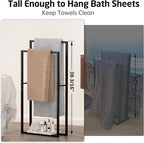 KES Standing Towel Racks for Bathroom with Heavy Marble Base, 38" H Towel Rack Stand for Bathroom 2-Tier, Blanket Rack for Bathroom Floor, Matte Black, BTH501-BK