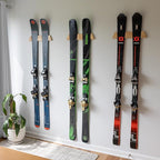 StoreYourBoard Horizontal Wood Ski Rack Wall Mount – Heavy Duty Ski Wall Mount Organizer, Space-Saving Ski Holders for Wall Display, Durable Skis Rack for Garage, Home or Cabin - Natural Wood (Small)