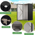 Devoko 22 Cuft Lockable Metal Storage Shed, Vertical Indoor Outdoor Tool Cabinet with Non-Adjustable Shelves for Patio Garden Backyard, Black
