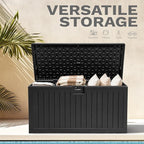 DWVO 150 Gallon Double-Wall Deck Box, XL Large Resin Outdoor Storage Box, Lockable & Waterproof, Double as Seating, 1000lbs Capacity (Black)
