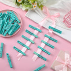 Kigeli 30 Pcs Spirit Clips Cheer Pins Cheerleader Gifts Clothes Pins for Backpacks Competition Glittered for Team Cheer Gifts Stuff Supplies Party Favors Accessories Bulk(Cyan,Shiny)