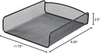 Safco Onyx Mesh Single Tray Desktop Organizer | Heavy Duty Steel | Powder Coat Finish | 11.75 x 9.25 x 2.5" | Office Supplies Organizer | Letter Trays & Stacking Supports | Black