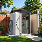 Greesum 5×3 FT Outdoor Storage Shed, Metal Storaged Sheds Without Floor, Tool Sheds with Lockable Doors and Sloping Roof for Garden, Patio, Backyard, White