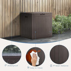 DUMOS 31 Gallon Deck Box, Lockable Outside Storage Box for Outdoor Use, Outside Waterproof Resin Package Delivery Box for Backyard Patio Garden, Modern Brown