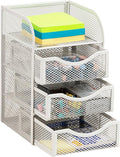 Mind Reader Desktop Accessory Storage, Paper Binder Clip Basket, Workspace, Office, Metal Mesh, 4.75"L x 5"W x 8"H, White