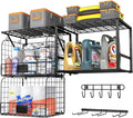 Garage Shelf Wall Mounted with Wire baskets, Heavy Duty Garage Wall Shelving with Garden Tool Rack and Hooks, Wire Shelf Baskets Tool Organizer for Home Garden Yard Organization and Storage
