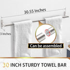 30 Inch Towel Bar for Bathroom Wall, KLJKPA Towel Racks for Bathroom Hanging Bath Towels, Single Towel Rod, Brushed Nickel