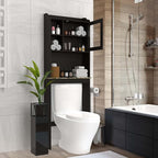 Espresso Over The Toilet Storage Cabinet, Bathroom Organizer with Adjustable Shelf and Open Space, Bathroom Shelf Over Toilet, Wood Toilet Storage for Home Bathrooms (Espresso)