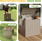 Vixzen 30 Gallon Waterproof Resin Deck Box, UV Resistant Outdoor Storage for Garden, Patio, Porch, Delivery, （Grey，30 Gallon）