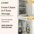 Evelots 6-Tier Pot Lid Organizer for Cabinet Door or Pantry Wall - Pots and Pans Lid Holder Rack - Glass or Metal Pan Covers Cabinet Organizer Kitchen Storage - Chrome Finished