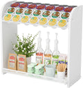 Coffee Pod Organizer for Countertop, Bamboo K Cup Holder, Easy Assembly Coffee Station Organizer for Home Office Coffee Bar, White